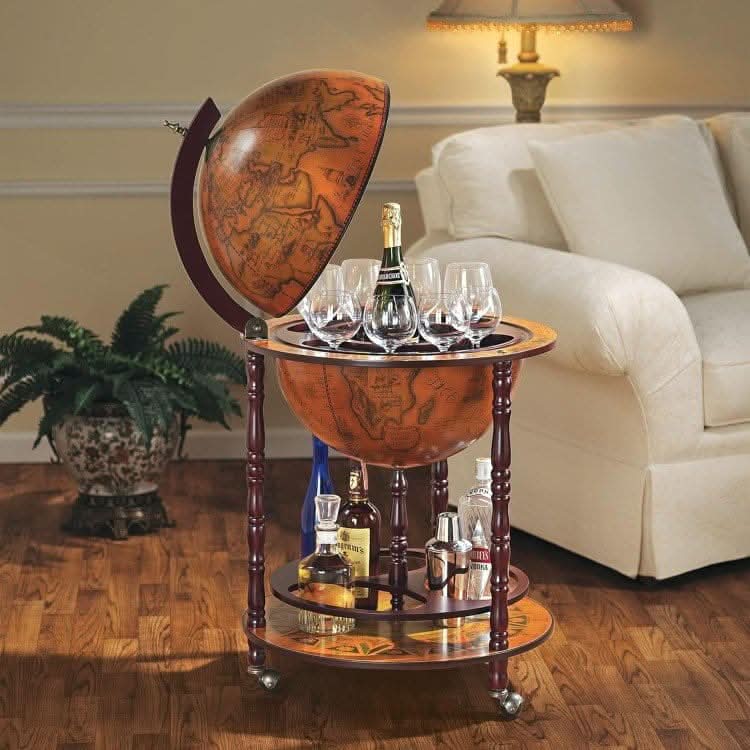 בר גלובוס עץ מתקן לבקבוקים