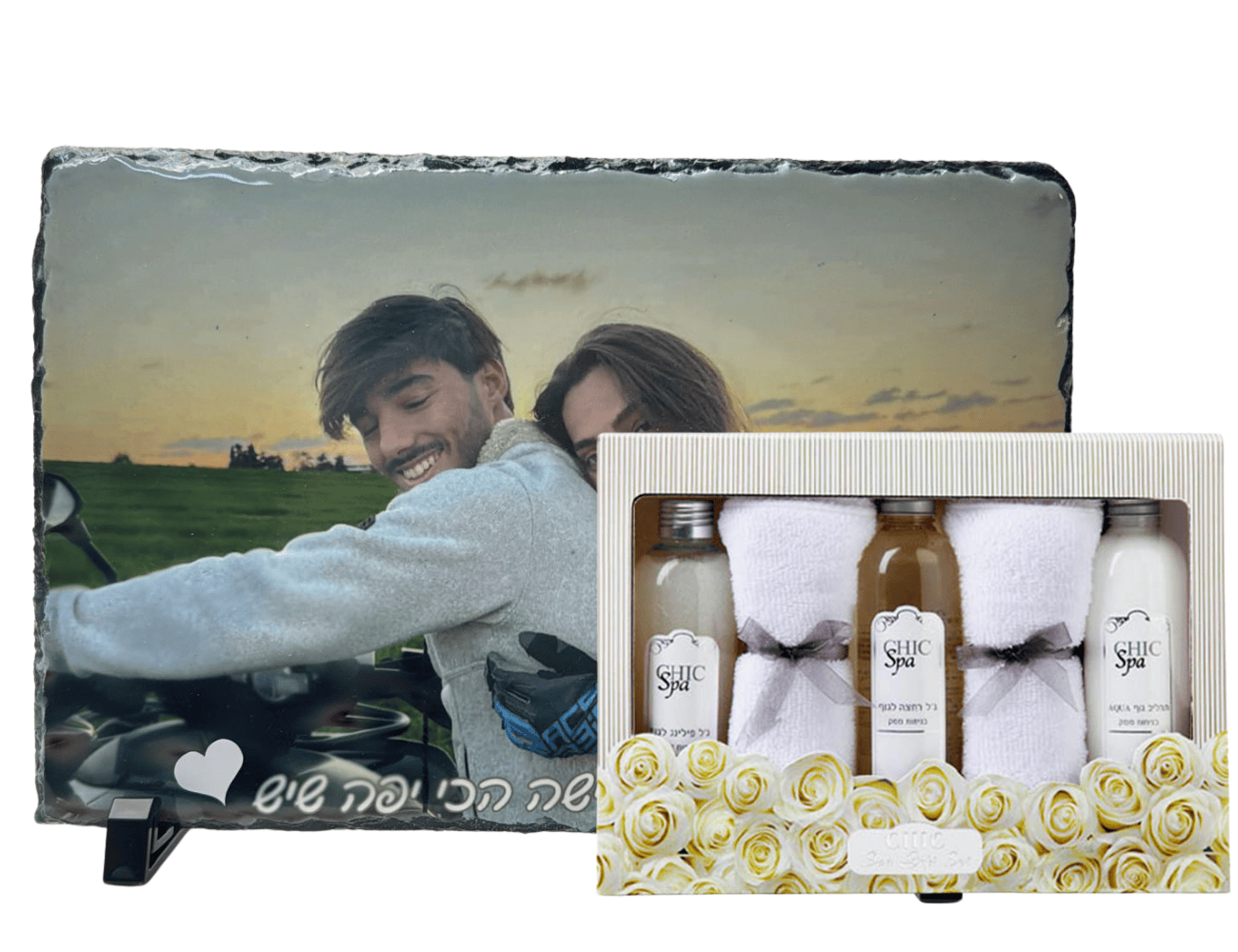 בינוני- 15*20 ס״מ / מארז טיפוח לאישה תמונה מודפסת על אבן בזלת