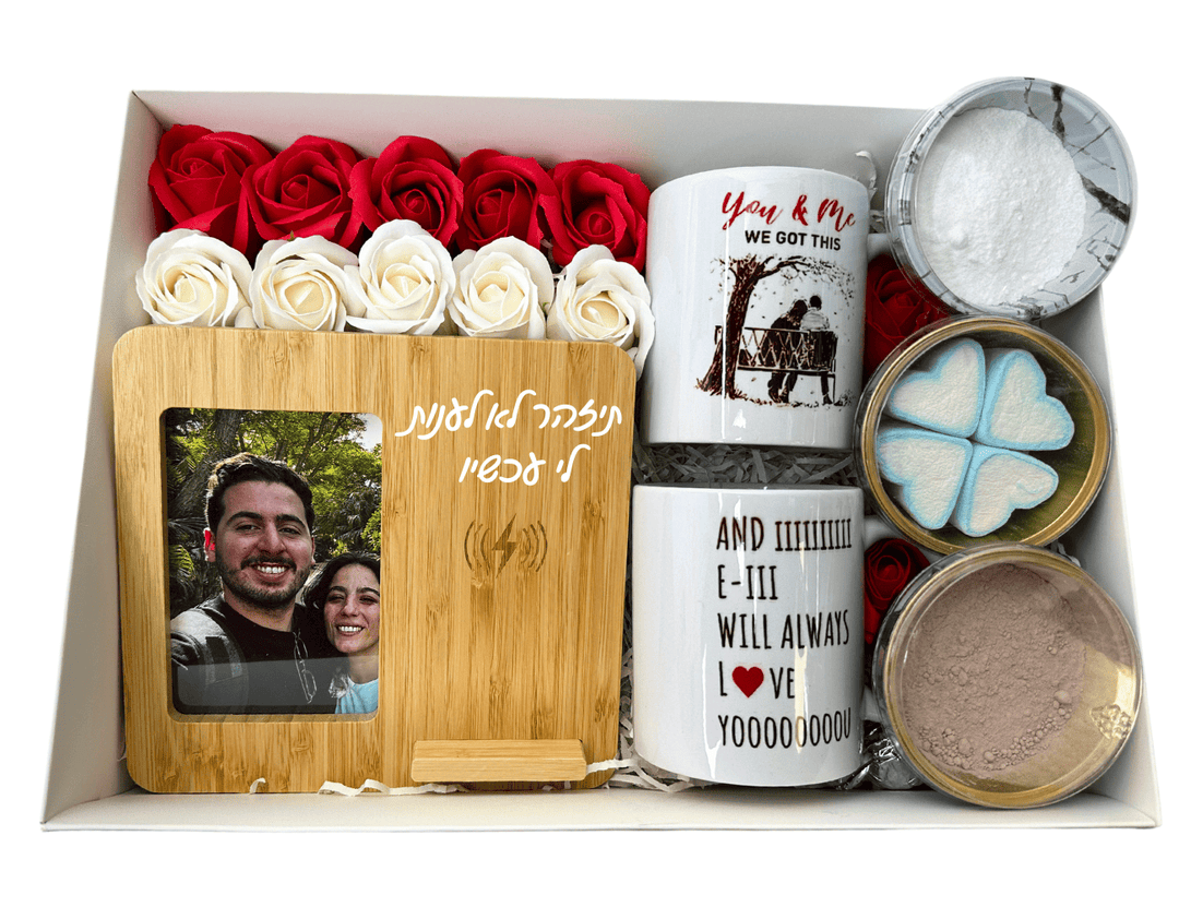 מארז תמונה מטעינה מטען אלחוטי עם תמונה ומסגרת במבוק