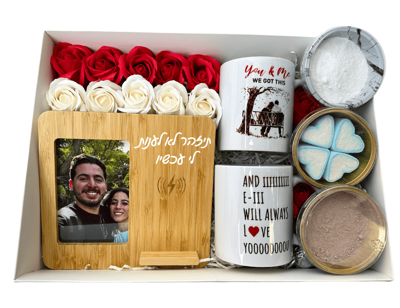 מארז תמונה מטעינה מטען אלחוטי עם תמונה ומסגרת במבוק