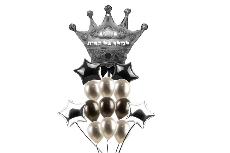 כסף שחור זר בלונים כתר