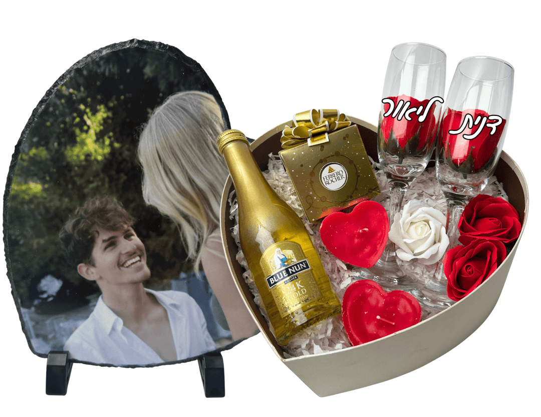 מארז שתייה מארז בלוק אבן בזלת בצורת לב