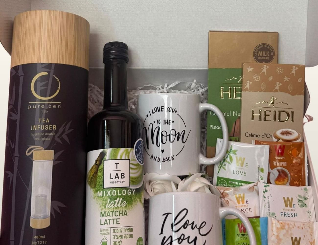 מארז תה מאצ'ה אהבה ושוקולדים