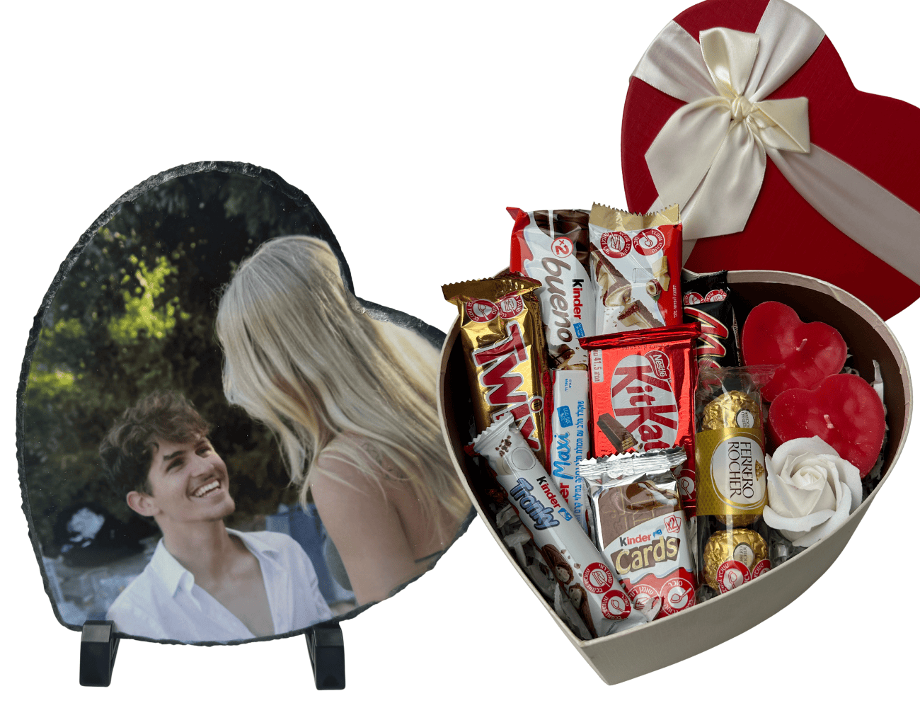 מארז שוקולדים מארז בלוק אבן בזלת בצורת לב