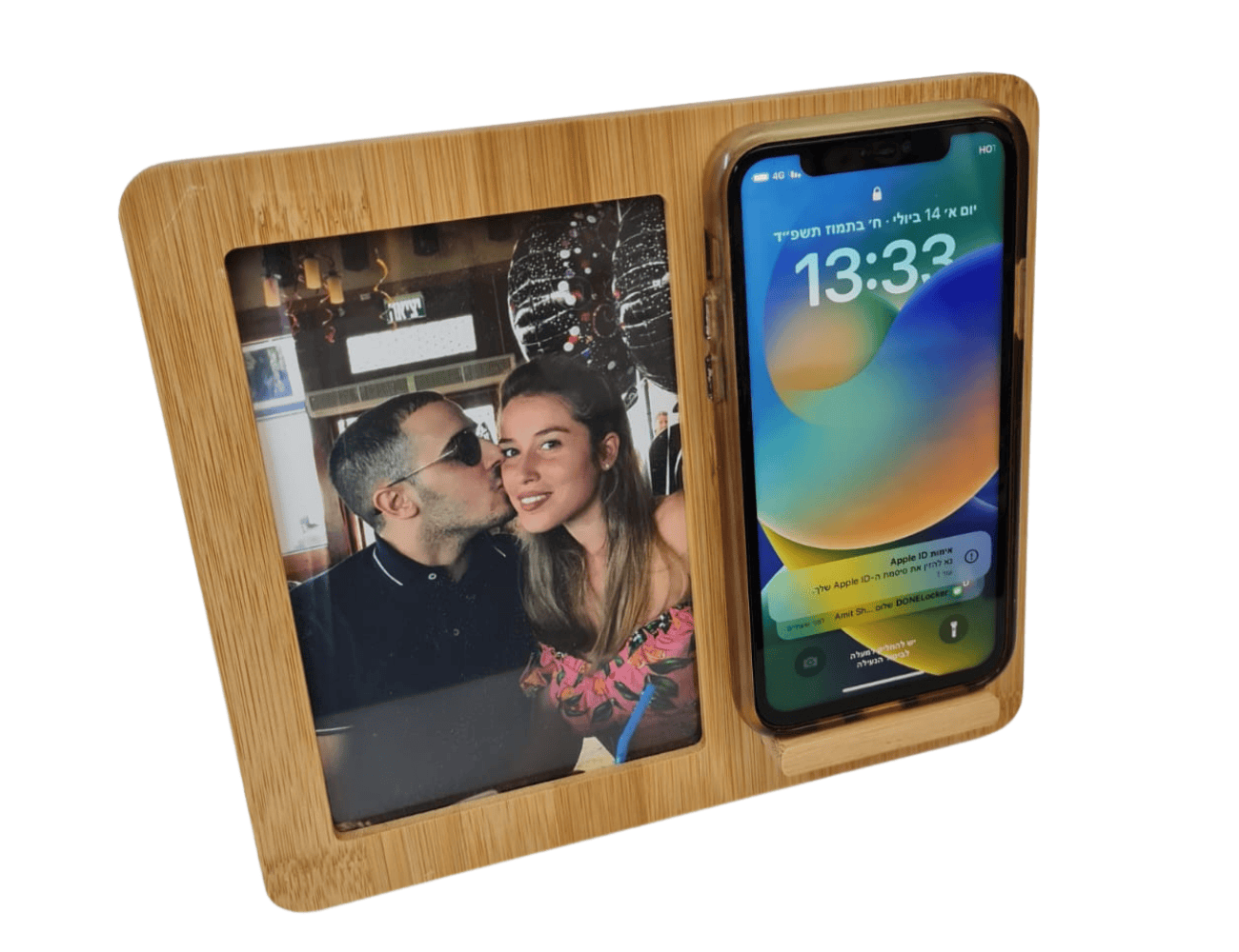 מטען אלחוטי עם תמונה ומסגרת במבוק