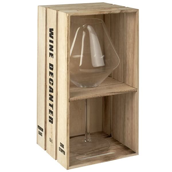 כוס ענקית במארז עץ בלבד מארז דיקנטר יין ענק