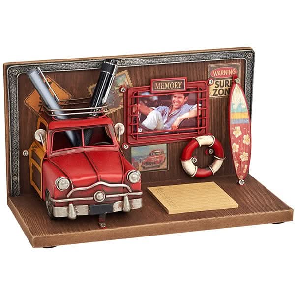 אדום מעמד שולחני רטרו עם מסגרת לתמונה