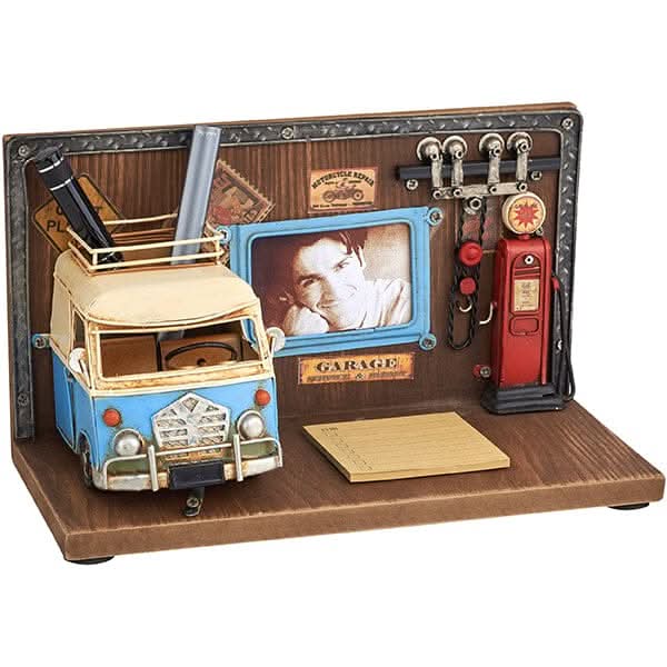 כחול מעמד שולחני רטרו עם מסגרת לתמונה