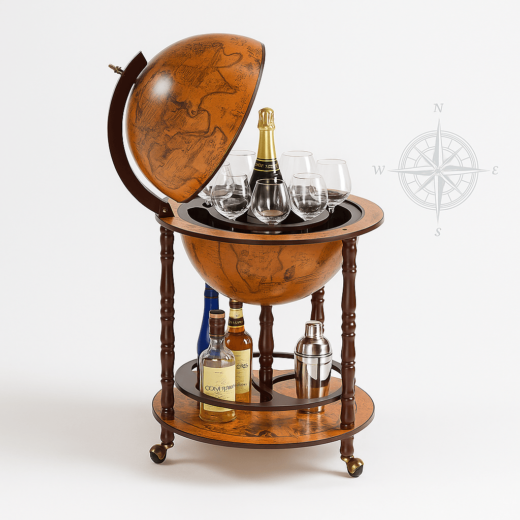 בר גלובוס עץ מתקן לבקבוקים