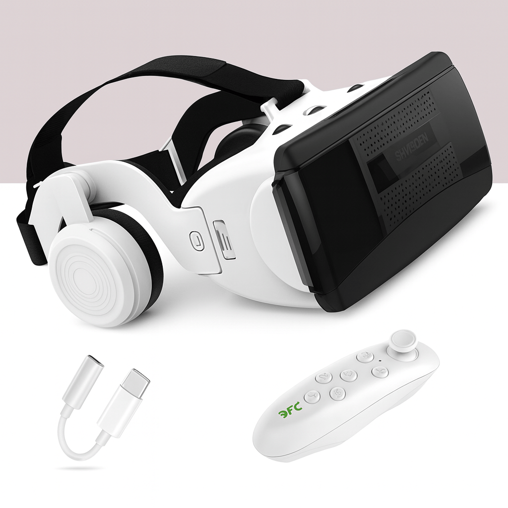 משקפי מציאות מדומה כולל שלט