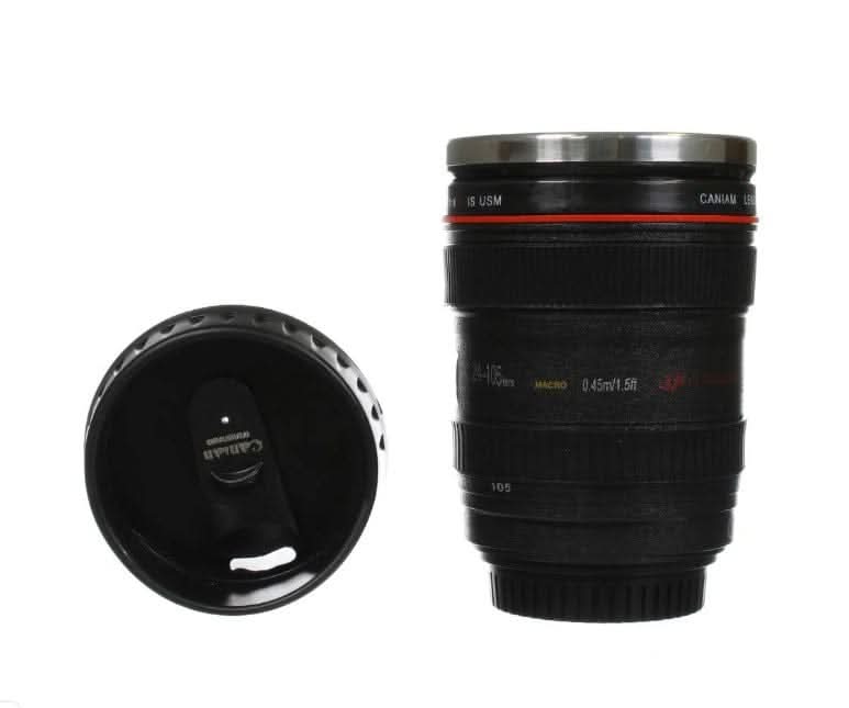 כוס תרמית בעיצוב עדשת מצלמה