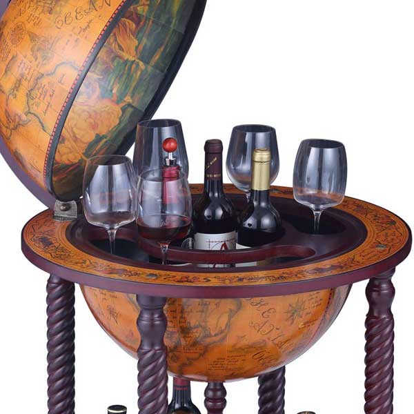 בר גלובוס עץ מתקן לבקבוקים