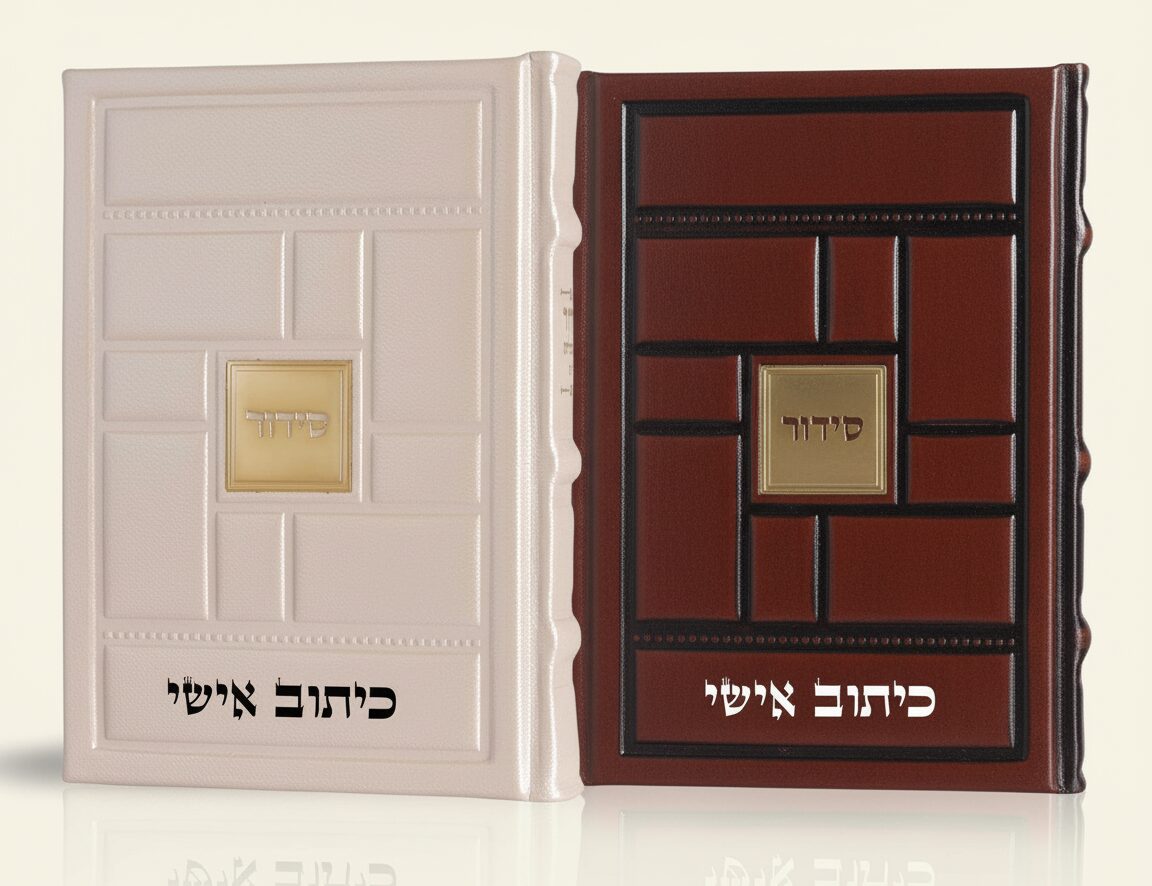 סידור פרימיום מעור אמיתי דגם ירושלים, שני צבעים, כיתוב אישי