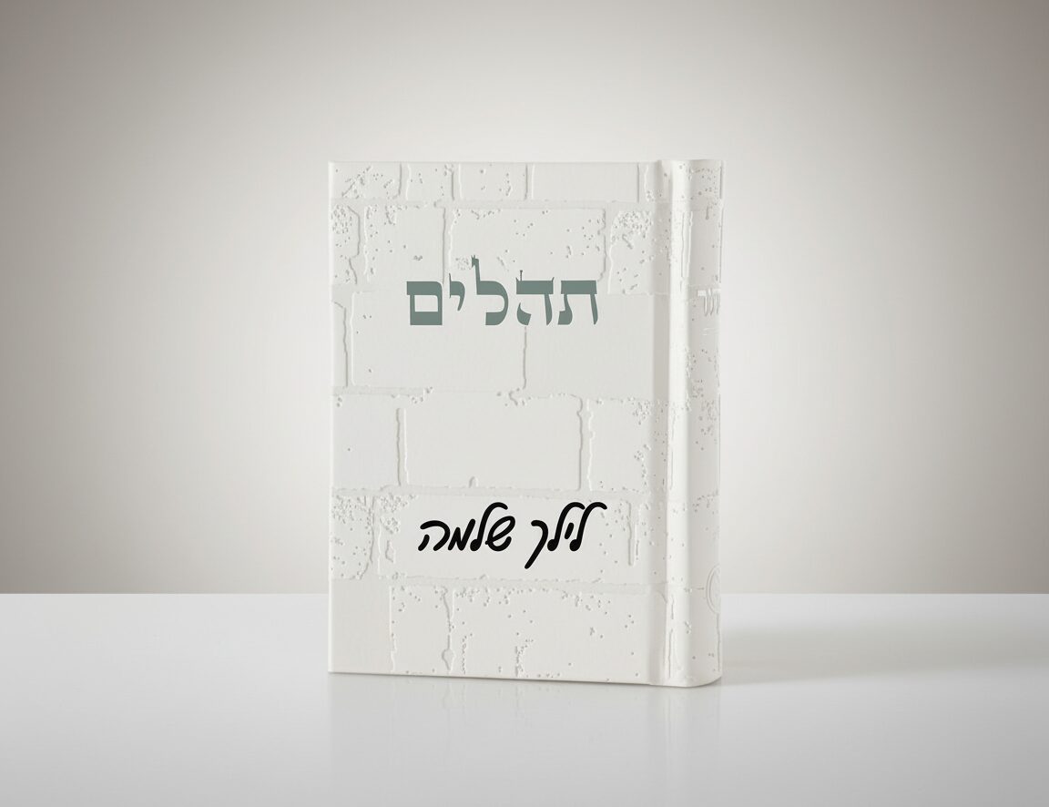 סידור ותהילים יוקרתי דמוי עור דגם הכותל עם כיתוב בעברית