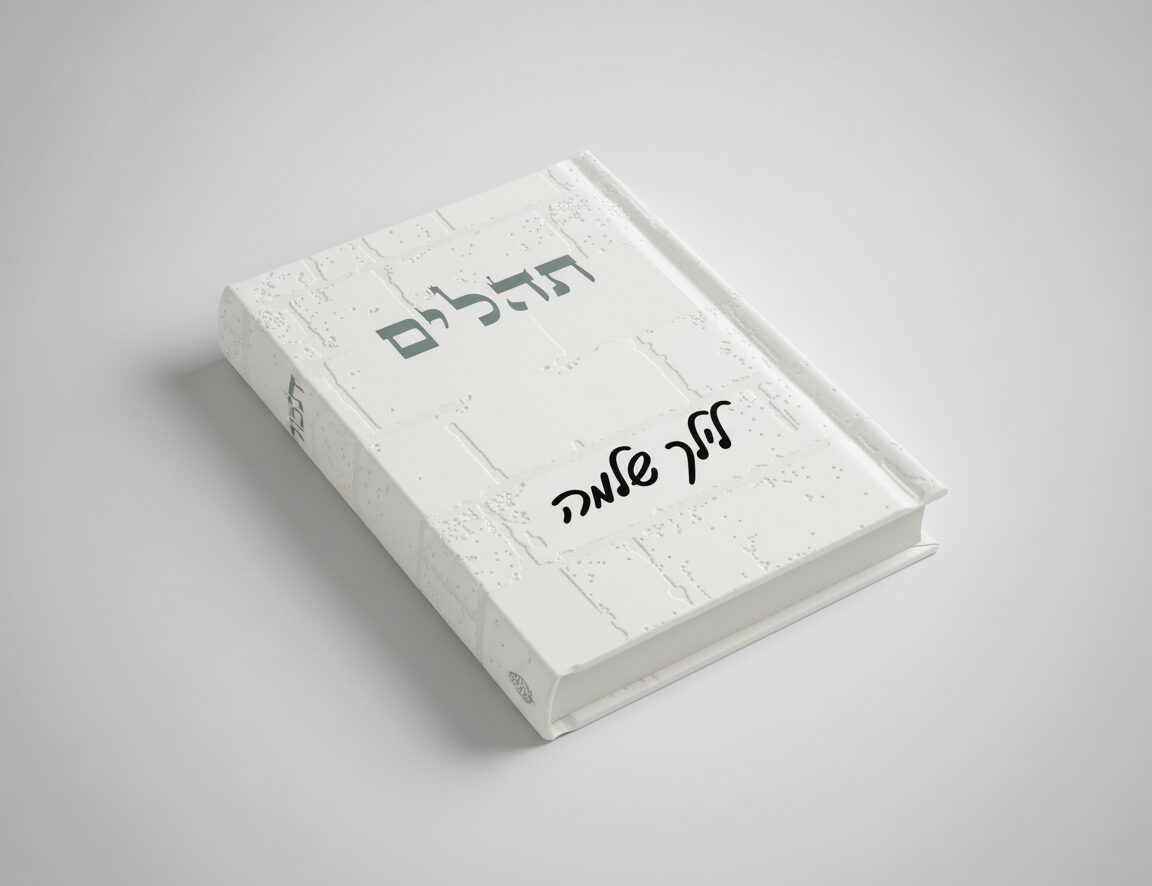 סידור ותהילים יוקרתי דמוי עור דגם הכותל לבן על רקע אפור