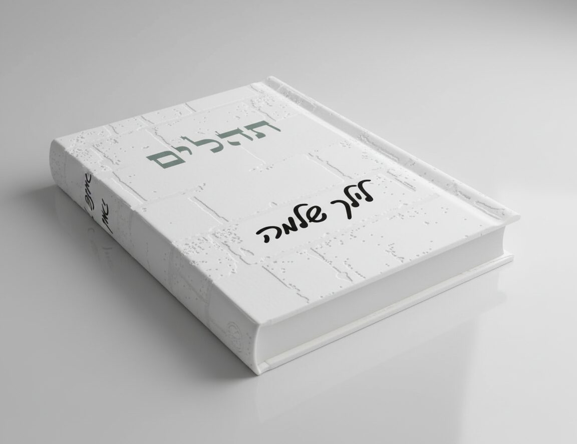 סידור ותהילים יוקרתי דמוי עור דגם הכותל לבן על רקע אפור
