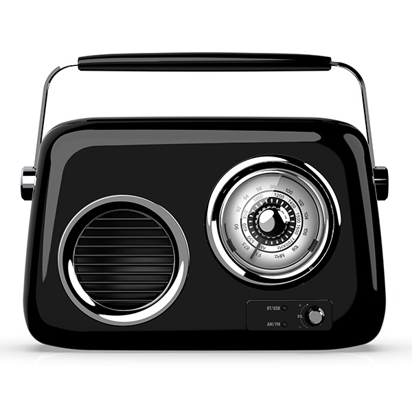 רדיו רטרו Bluetooth RetroBeat דגם 5152 בצבע שחור בעיצוב וינטג׳ עם רדיו AM/FM וחיבור Bluetooth